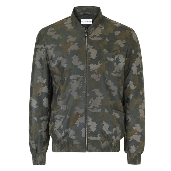 CAMO SUEDE BOMBER JACKET