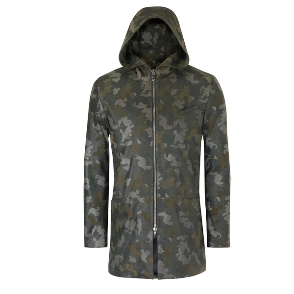 HOOD CAMO LUXURY SUEDE COAT